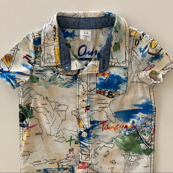 Gap Baby Boy 6-13 Months Romper Beach Tropical Map - Picture 3 of 8